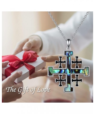 Cross Necklace Sterling Silver Religious Cross Pendant Christians Jewelry Gifts for Women Men Crusader Jerusalem $20.39 Neckl...