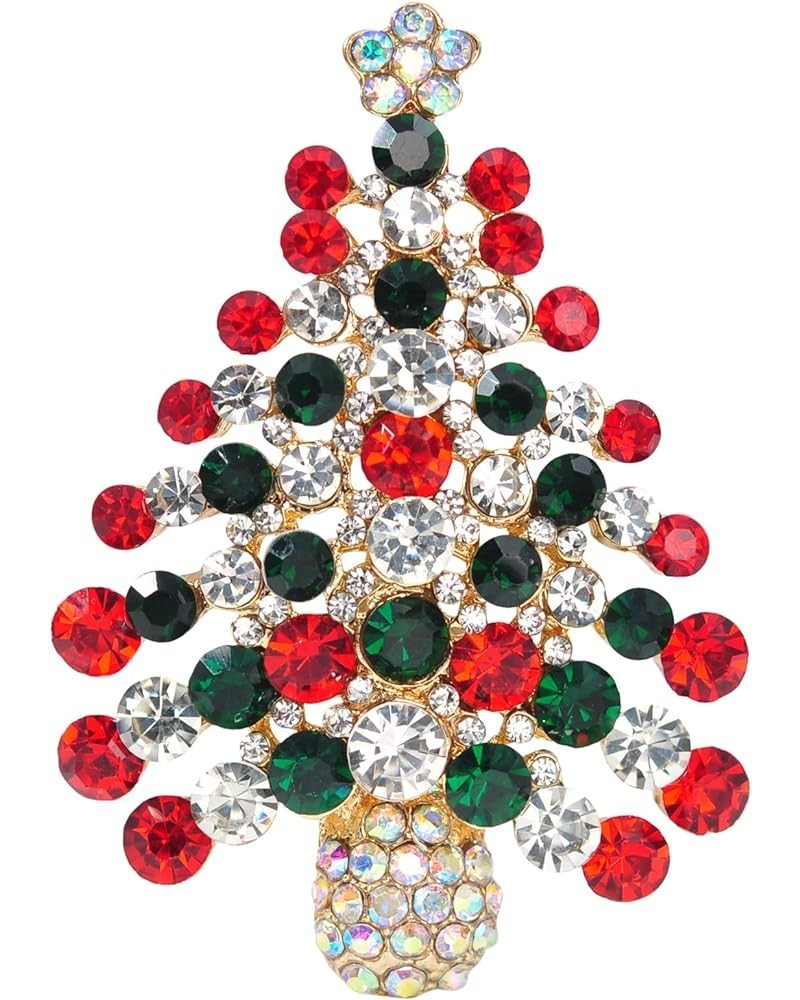 Holiday Christmas Jewelry Xmas Tree Brooch Pin With Colorful Crystal Lights & Ornaments Multi-color $10.79 Brooches & Pins