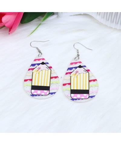 Cute Acrylic Pencil Heart Dangle Drop Earrings Colorful Pencil Shaped Earrings Teacher Teardrop Earrings Back to School Teach...