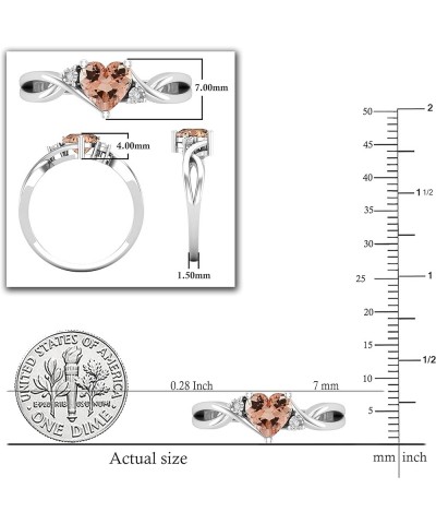 6mm Heart Shape Gemstone & Accent Round White Diamond Twisted Shank Promise Ring for Women (Diamond Color I-J, Clarity I2-I3)...