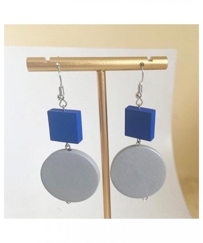 Wooden Earrings for Women Girls Bohemian Yellow Square Green Round Disc Dangle Drop Geometric Studs Earrings Jewelry Gray Blu...