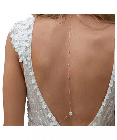 Rhinestone Crystal Back Chain Jewelry for Women Bride Backless Rhinestone Waterdrop Body Chain Belly Waist Necklace Wedding D...