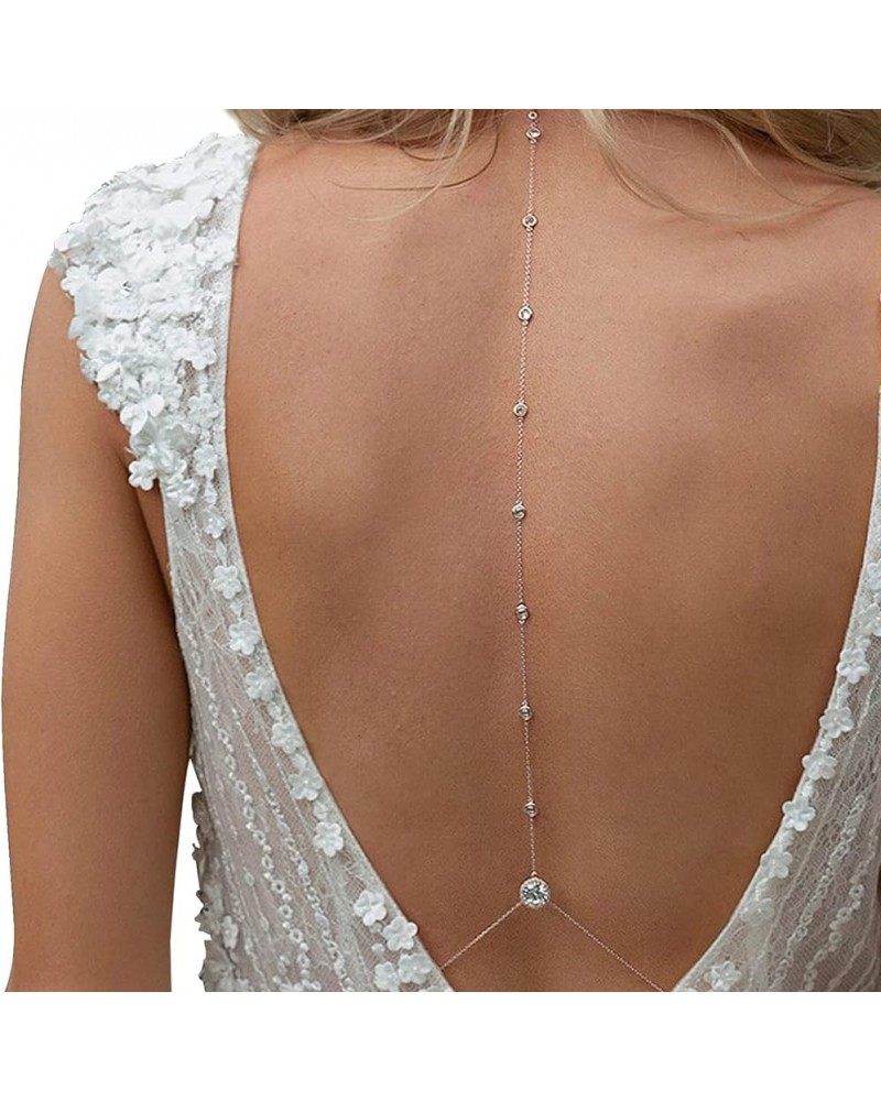 Rhinestone Crystal Back Chain Jewelry for Women Bride Backless Rhinestone Waterdrop Body Chain Belly Waist Necklace Wedding D...