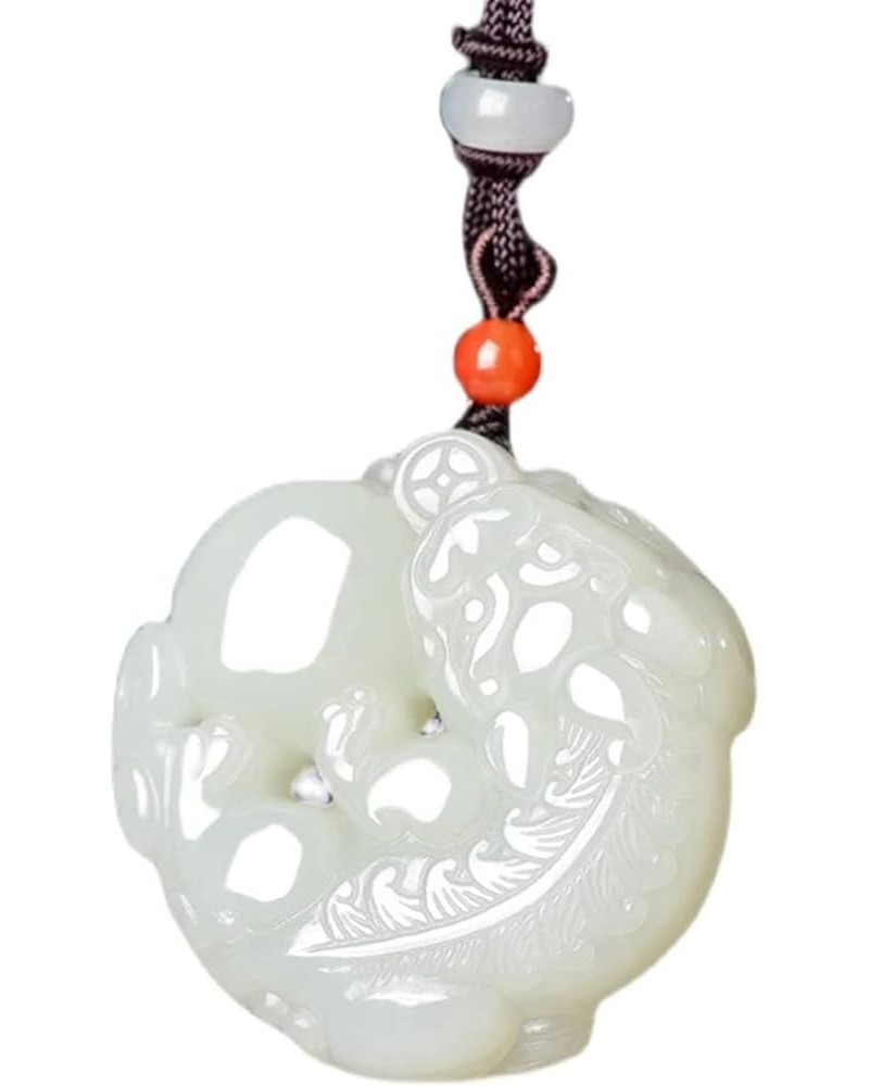 Superb Sculpture White jade Dragon Guan Gong Guan Yu Warrior Guangong Hold Knife Knight Bodhisattva Buddha Necklace Pendant C...