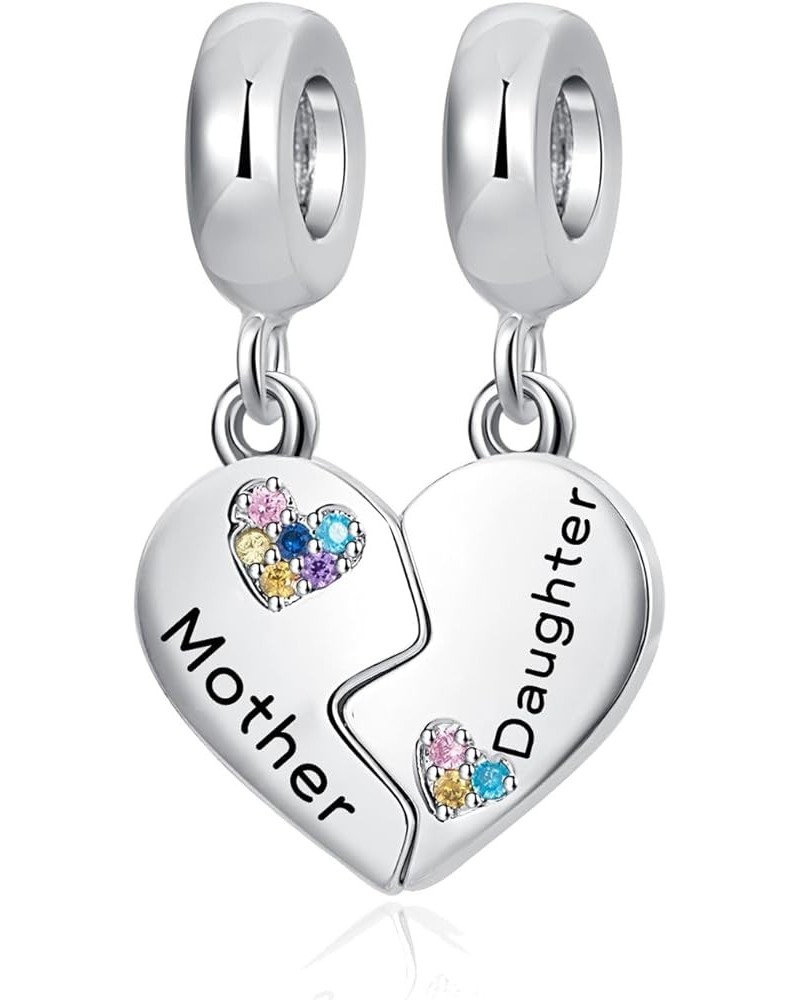 Mother Daughter Son Dangle Charm 2pcs Heart Love Puzzle Set Bead for Pandora Bracelet Mother Daughter Bond $8.66 Bracelets