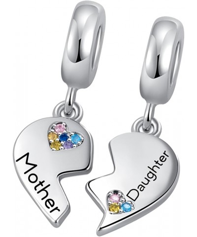 Mother Daughter Son Dangle Charm 2pcs Heart Love Puzzle Set Bead for Pandora Bracelet Mother Daughter Bond $8.66 Bracelets