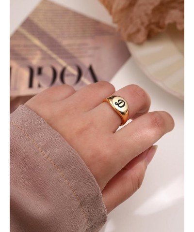 Initial Ring 14K Gold Plated Initial Rings for Women Chunky Gold Rings Adjustable Letter Ring for Teen Girls Stackable Signet...