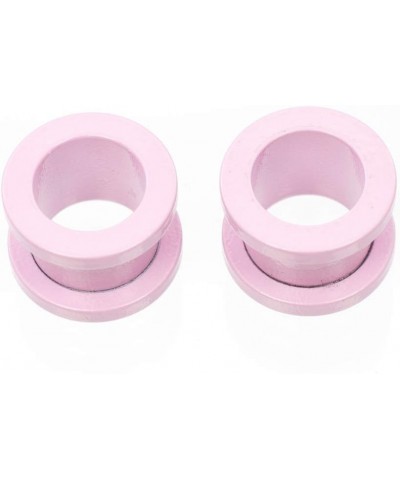 Plugs Matte Pastel Pink Screw Fit - Sold as a Pair Surgical Steel 10ga-2.5mm $11.65 Body Jewelry