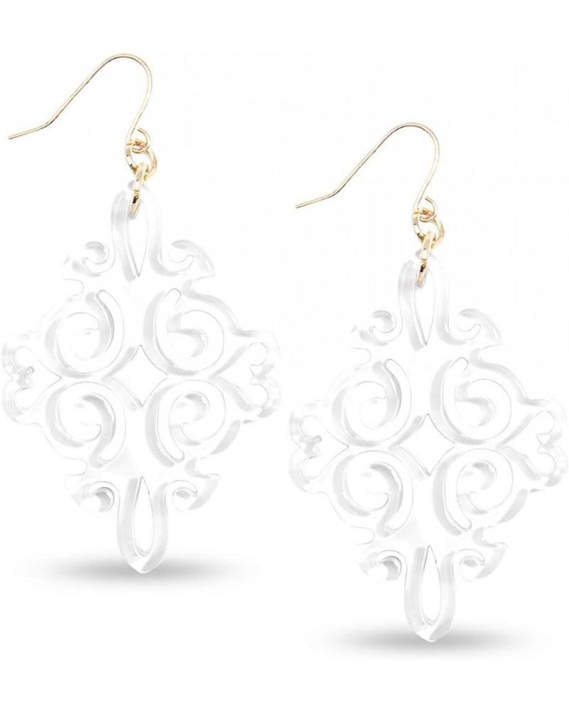 Acrylic Resin Twirling Drop Earrings for Women White $14.78 Earrings