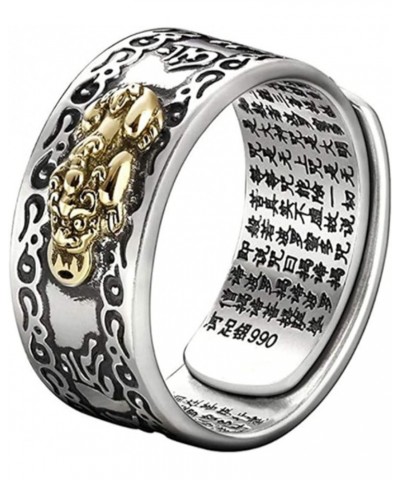 990 Silver Feng Shui PiXiu Adjustable Ring MANI Mantra Protection Wealth Ring glod $24.44 Rings