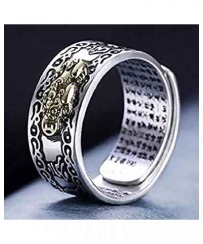 990 Silver Feng Shui PiXiu Adjustable Ring MANI Mantra Protection Wealth Ring glod $24.44 Rings