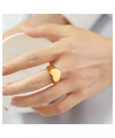 Stainless Steel Heart Signet Rings Wedding Bands| Engagement Ring For Women|Promise Rings For Her Him Size6-12 Gold 5 $8.39 R...