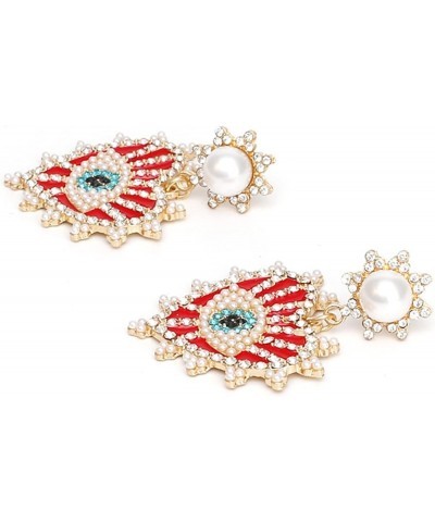 Evil Eye Earrings-Statement Heart Crystal Drop Earrings for Women, Big Dangle Earrings Red Heart $8.84 Earrings