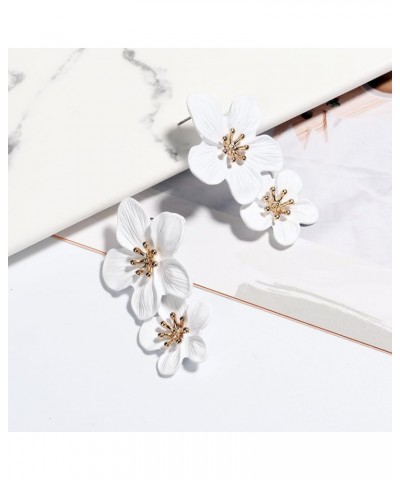 Elegant Flower Earrings for Women Girls Gold/Silver/White/Pink/Blue/Black/Green/Yellow/Orange/Red Flower Stud Earrings Double...