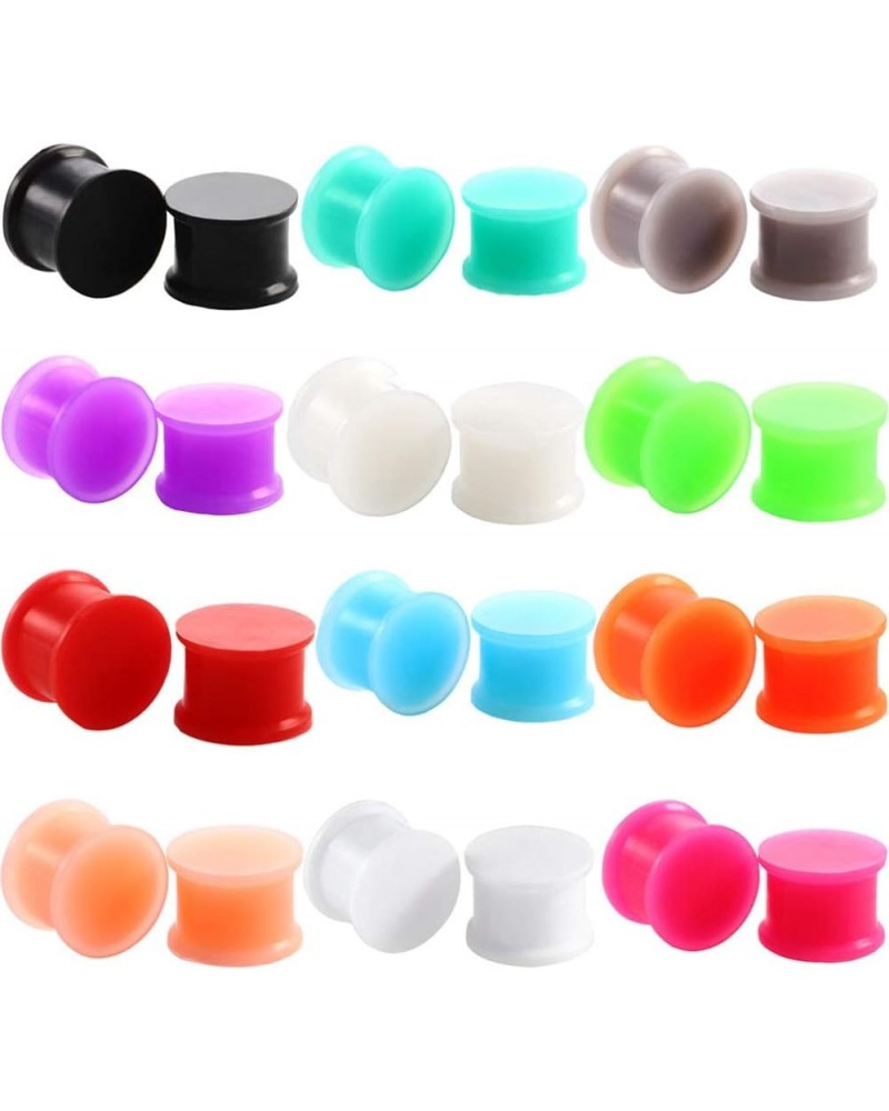 24 pcs Silicone Plugs Ear Gauges Stretching Kit 00g-1 inch Double Flared Expander Tunnels Flesh Saddle Set for Women Men Body...