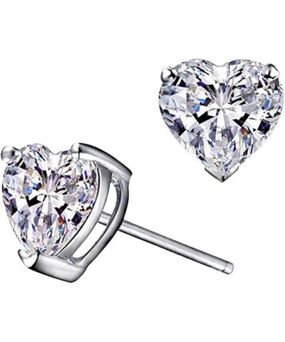 Heart Shaped Simulated Diamond Stud Earrings for Women Elegant Earrings Wedding Earrings Fashion Jewelry (B, 5X5mm) C 6X6mm $...