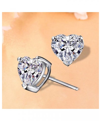 Heart Shaped Simulated Diamond Stud Earrings for Women Elegant Earrings Wedding Earrings Fashion Jewelry (B, 5X5mm) C 6X6mm $...