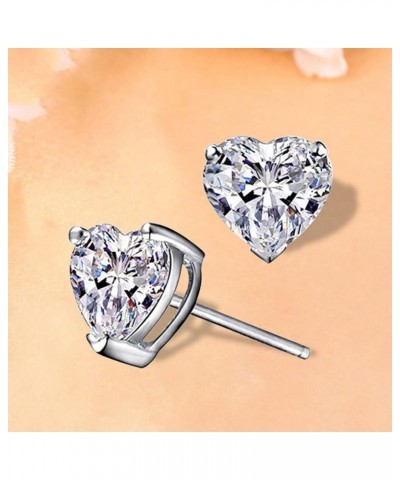 Heart Shaped Simulated Diamond Stud Earrings for Women Elegant Earrings Wedding Earrings Fashion Jewelry (B, 5X5mm) C 6X6mm $...