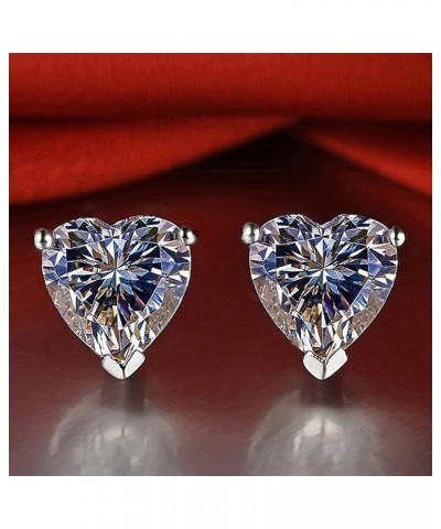 Heart Shaped Simulated Diamond Stud Earrings for Women Elegant Earrings Wedding Earrings Fashion Jewelry (B, 5X5mm) C 6X6mm $...