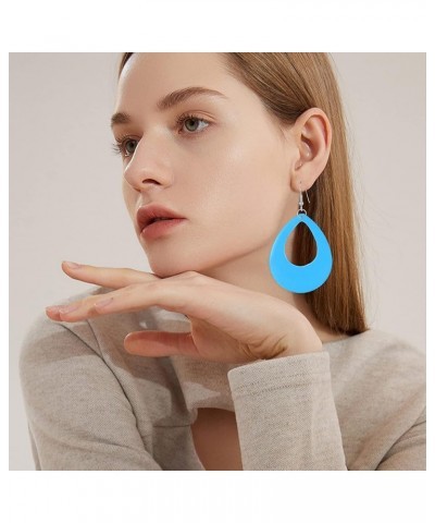 70s 80s 90s Neon Oval Earrings Women Retro Earrings for Women Girl Retro 80s Halloween Party Costume Accessory Light Blue $6....