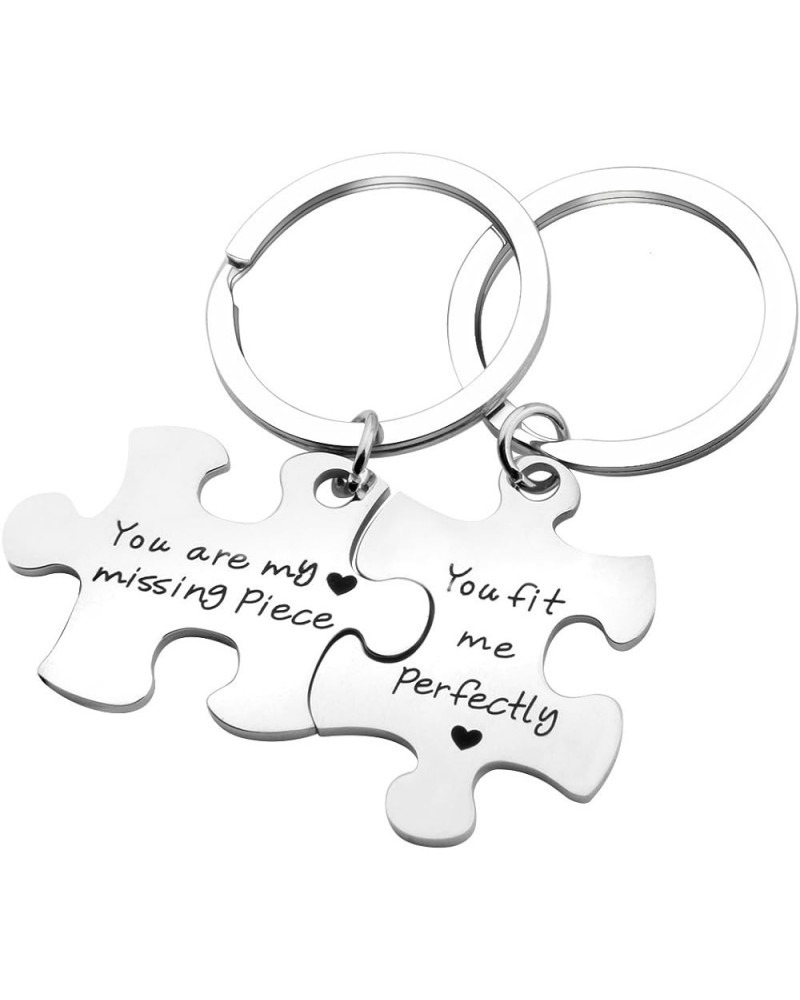 Puzzle Jewelry Couple Gift You Are My Missing Piece,You Fit Me Perfectly Necklace and Keyring Set Of Two Keyring $10.73 Neckl...