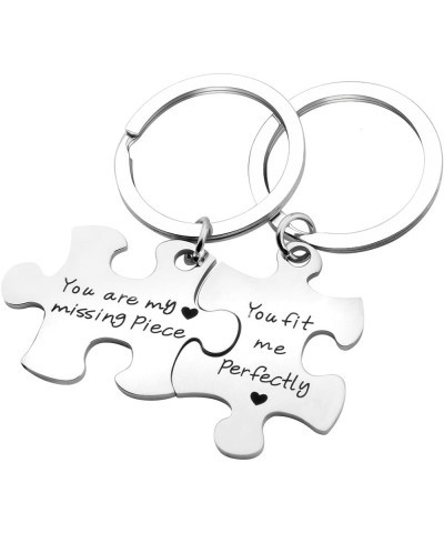 Puzzle Jewelry Couple Gift You Are My Missing Piece,You Fit Me Perfectly Necklace and Keyring Set Of Two Keyring $10.73 Neckl...