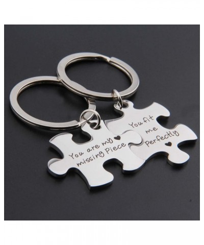 Puzzle Jewelry Couple Gift You Are My Missing Piece,You Fit Me Perfectly Necklace and Keyring Set Of Two Keyring $10.73 Neckl...