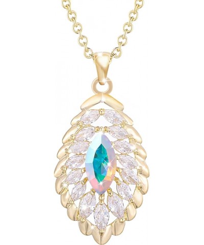 Oval Crystal Pendant Drop Dangle Necklaces for Women Glod Plated Costume Jewelry Apr-Diamond-14K Gold $14.13 Necklaces