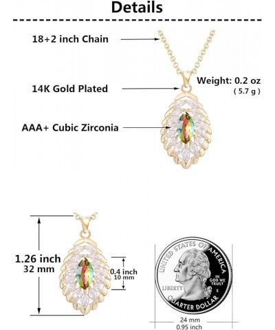 Oval Crystal Pendant Drop Dangle Necklaces for Women Glod Plated Costume Jewelry Apr-Diamond-14K Gold $14.13 Necklaces