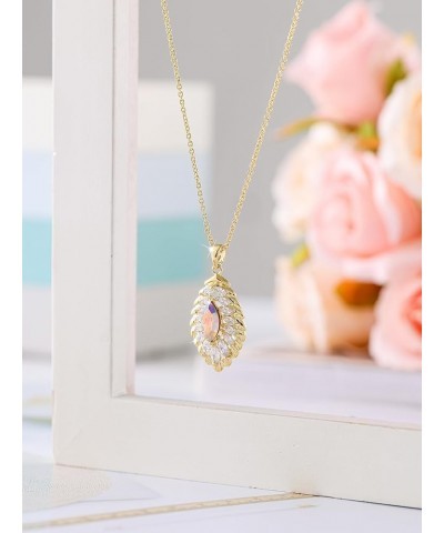 Oval Crystal Pendant Drop Dangle Necklaces for Women Glod Plated Costume Jewelry Apr-Diamond-14K Gold $14.13 Necklaces