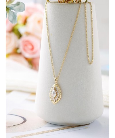 Oval Crystal Pendant Drop Dangle Necklaces for Women Glod Plated Costume Jewelry Apr-Diamond-14K Gold $14.13 Necklaces