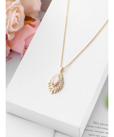 Oval Crystal Pendant Drop Dangle Necklaces for Women Glod Plated Costume Jewelry Apr-Diamond-14K Gold $14.13 Necklaces