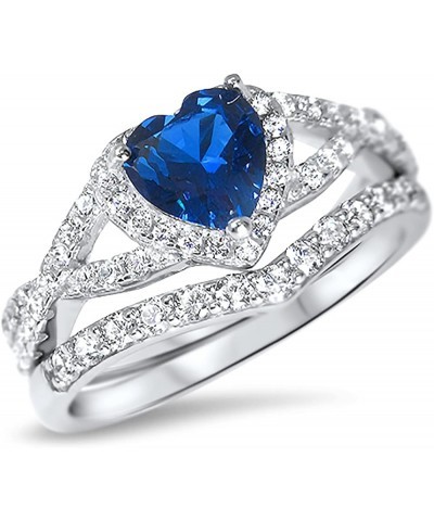 His Hers Sterling Blue Sapphire CZ Bridal Wedding Band Engagement Ring Set Him Her Her 6 - His 9 $59.40 Sets