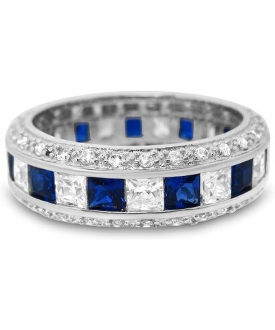 His Hers Sterling Blue Sapphire CZ Bridal Wedding Band Engagement Ring Set Him Her Her 6 - His 9 $59.40 Sets