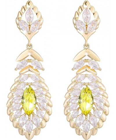 10 * 5MM Oval Austrian Crystal Dangle Earrings for Women Glod Plated Costume Jewelry Nov-Citrine-14K Gold $11.26 Earrings