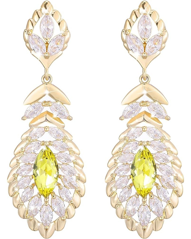 10 * 5MM Oval Austrian Crystal Dangle Earrings for Women Glod Plated Costume Jewelry Nov-Citrine-14K Gold $11.26 Earrings