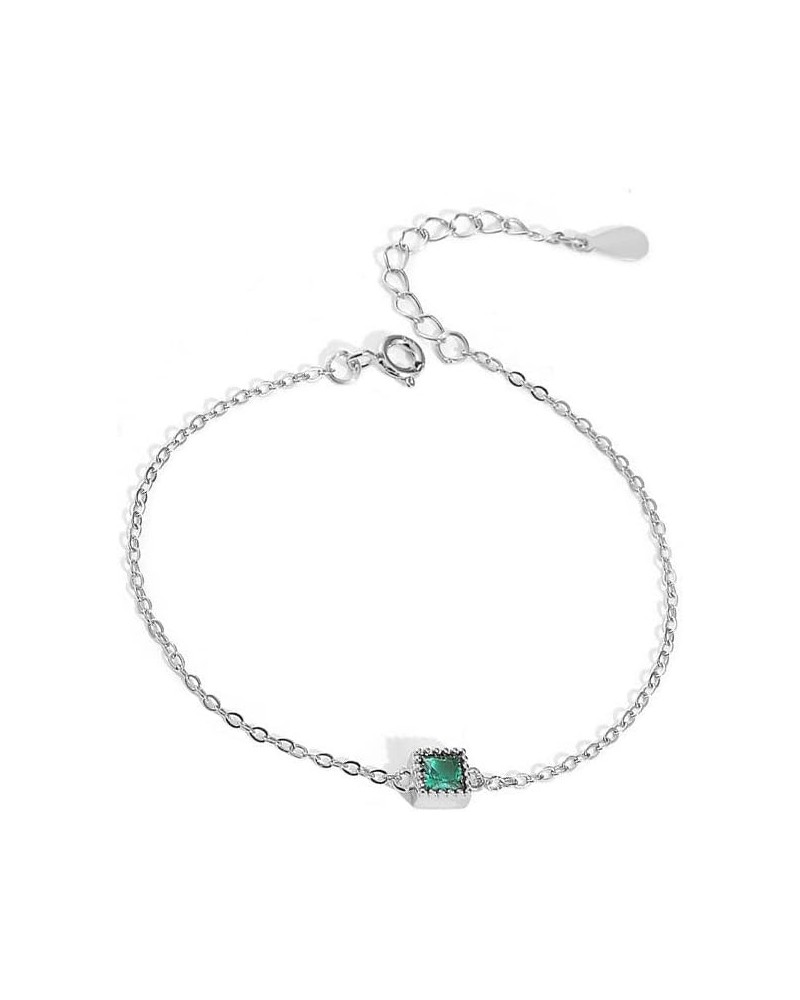 14K Gold Bracelet for Women,Dainty 5mm Chain Link with Rectangle Emerald Stones,Elegant Fine Jewelry, Ideal Gift for Her on S...