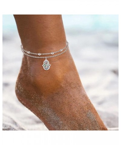 Dainty Anklets S925 Sterling Silver Summer Layered Anklet Bracelet Adjustable Multilayer Beach Anklet Bracelet Foot Jewelry f...