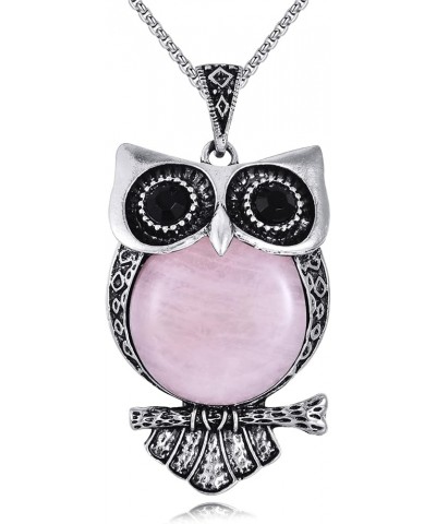 Owl Necklace Large Owl Pendant with Gemstone Cute Owl Necklace Owl Animal Jewelry Birthday Christmas Gift for Women Girls Owl...