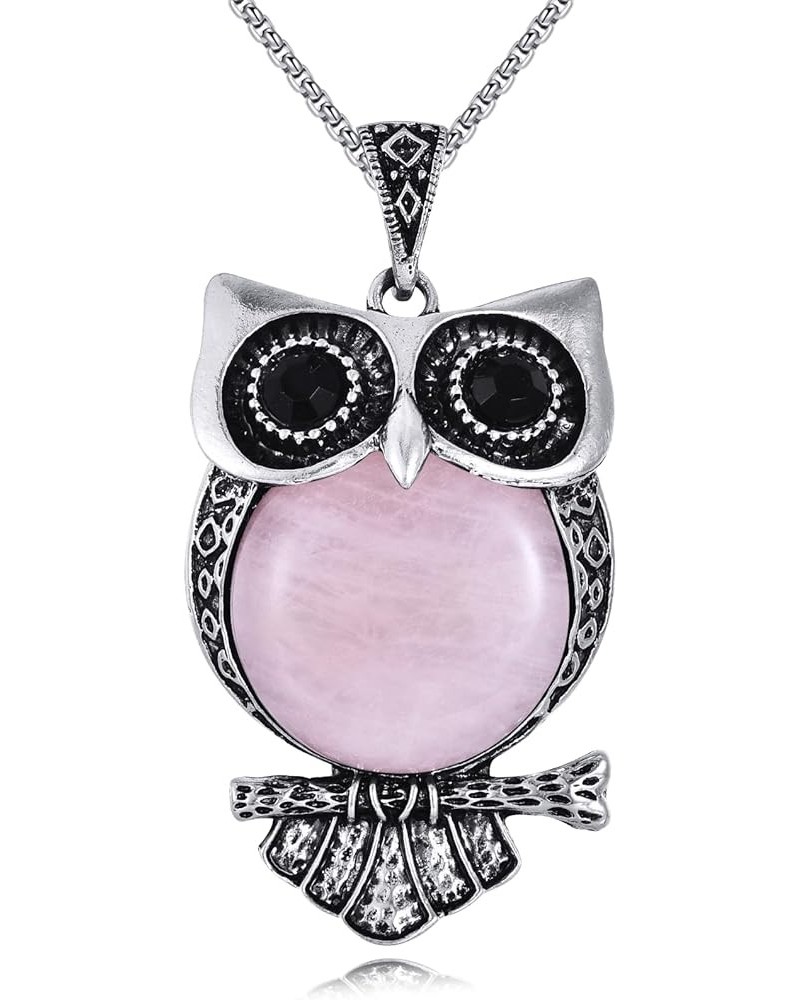 Owl Necklace Large Owl Pendant with Gemstone Cute Owl Necklace Owl Animal Jewelry Birthday Christmas Gift for Women Girls Owl...