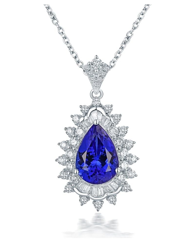 Top 14K White Yellow Gold Genuine AAAA Tanzanite Diamond Pendant Necklaces Engagement Wedding for Women Ladies tanzanite 3 $9...