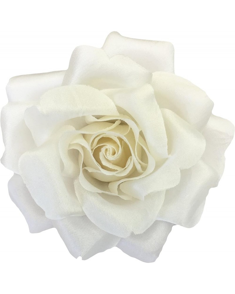 Silk Rose Fabric Flower Pin Brooch - Hand-made in New York's Garment Center (American Made) White $12.30 Brooches & Pins