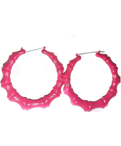 Large Bamboo Hoop Earrings Assorted Colored 3.5 inch Hoop Earrings Pink $7.97 Earrings