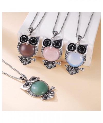 Owl Necklace Large Owl Pendant with Gemstone Cute Owl Necklace Owl Animal Jewelry Birthday Christmas Gift for Women Girls Owl...