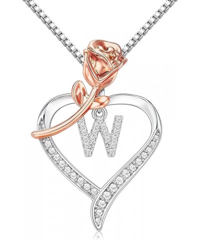 Mother's Day Gifts for Her Rose Gold Heart Necklaces CZ Initial Letter Pendant Jewelry, Anniversary Mothers Day Birthday Chri...