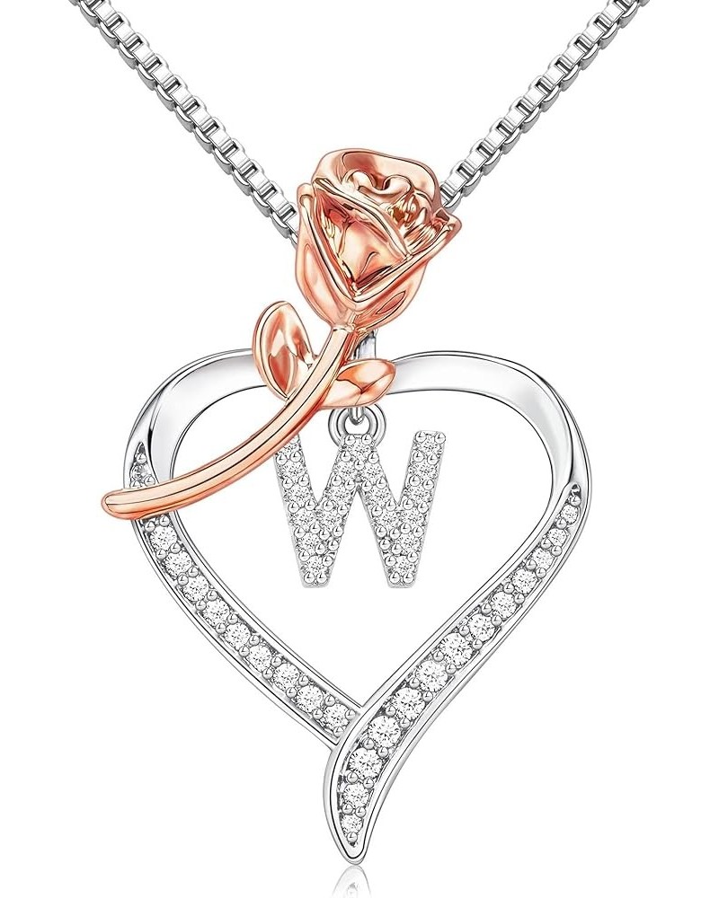 Mother's Day Gifts for Her Rose Gold Heart Necklaces CZ Initial Letter Pendant Jewelry, Anniversary Mothers Day Birthday Chri...