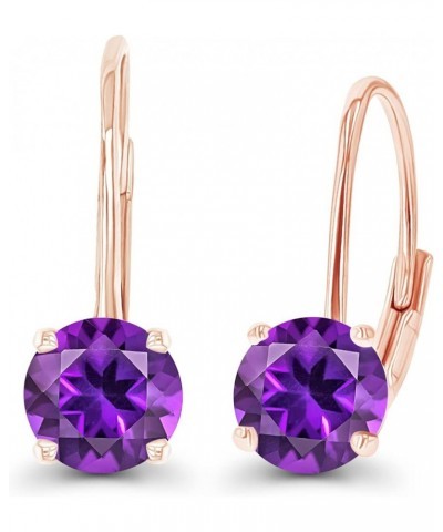 14k Gold Plated 925 Sterling Silver 5mm Round Hypoallergenic Genuine Birthstone Leverback Earrings Amethyst Rose Gold $22.05 ...