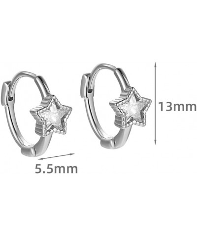 Diamond Star Tiny Small Hoop Earrings Hypoallergenic 925 Sterling Silver Crystal CZ Lucky Star Cartilage Huggie Hoops Earring...