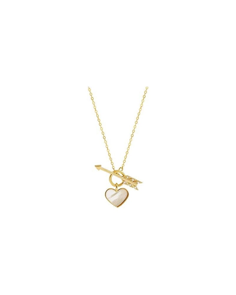 Dainty Cupid's Arrow Love Heart Shape Shell Pendant Choker Necklace Gold Plated OT Buckle Clavicle Chain Necklace Jewelry for...