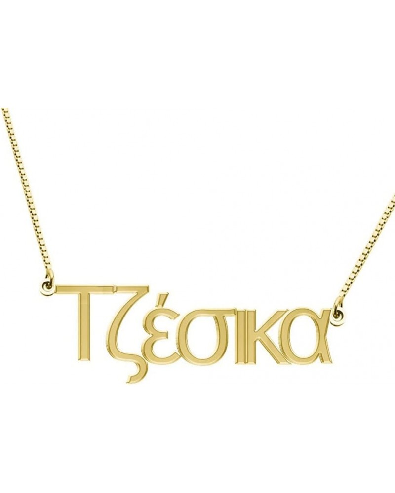 Personalized 925 Sterling Silver Greek Font Nameplate Necklace Greece Alphabet Letter Custom Made Name Jewelry Gold $20.88 Ne...